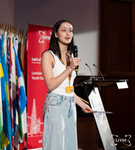 Tianyi Mathur at the London International Youth Science Forum. Photo credit London International Youth Science Forum crop